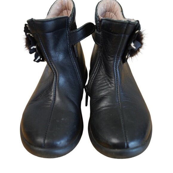 Mod8 Girls Leather Flower Black Boots Size 24/ 8.5 - Picture 1 of 8